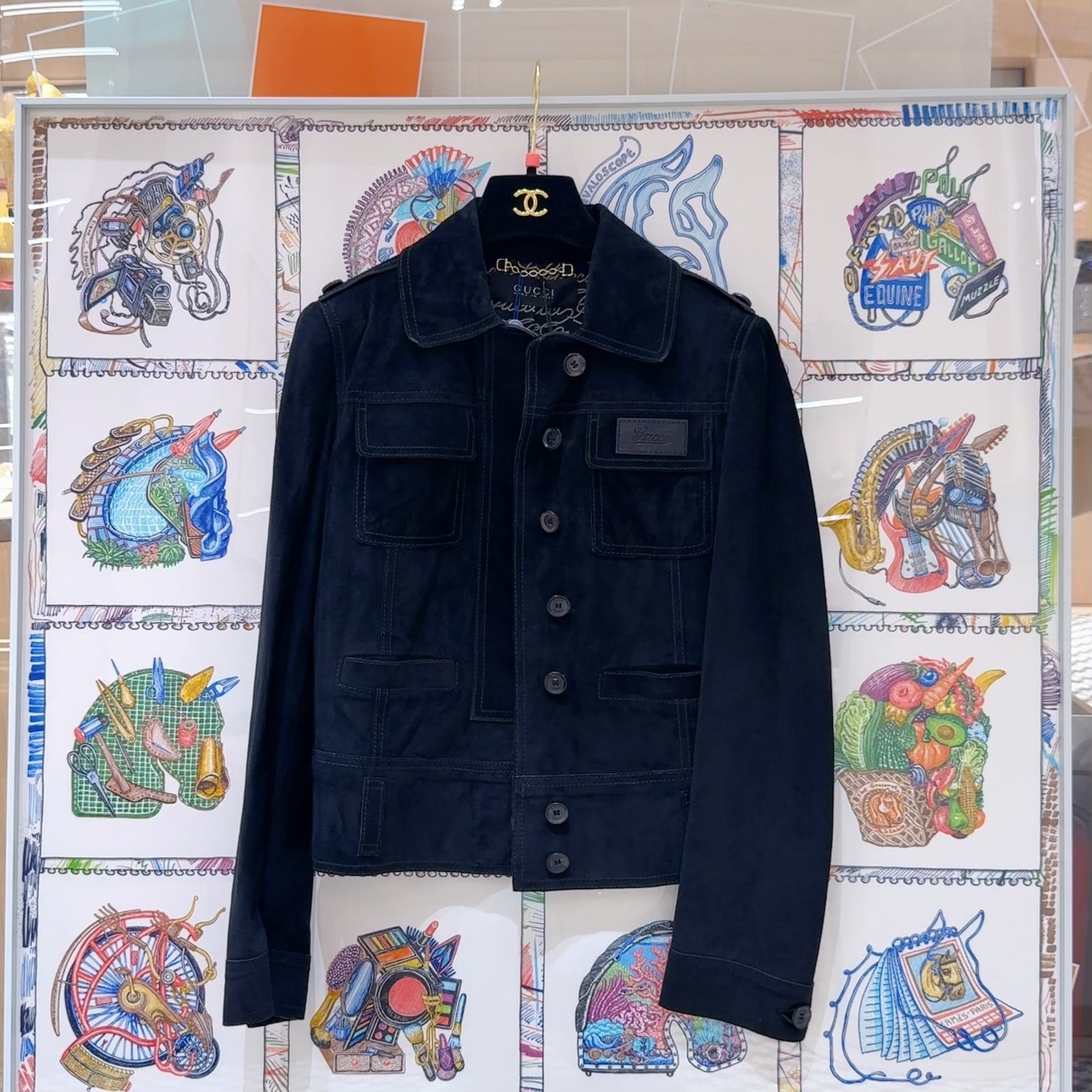 99新 GUCCI/古驰 黑色麂皮外套38码