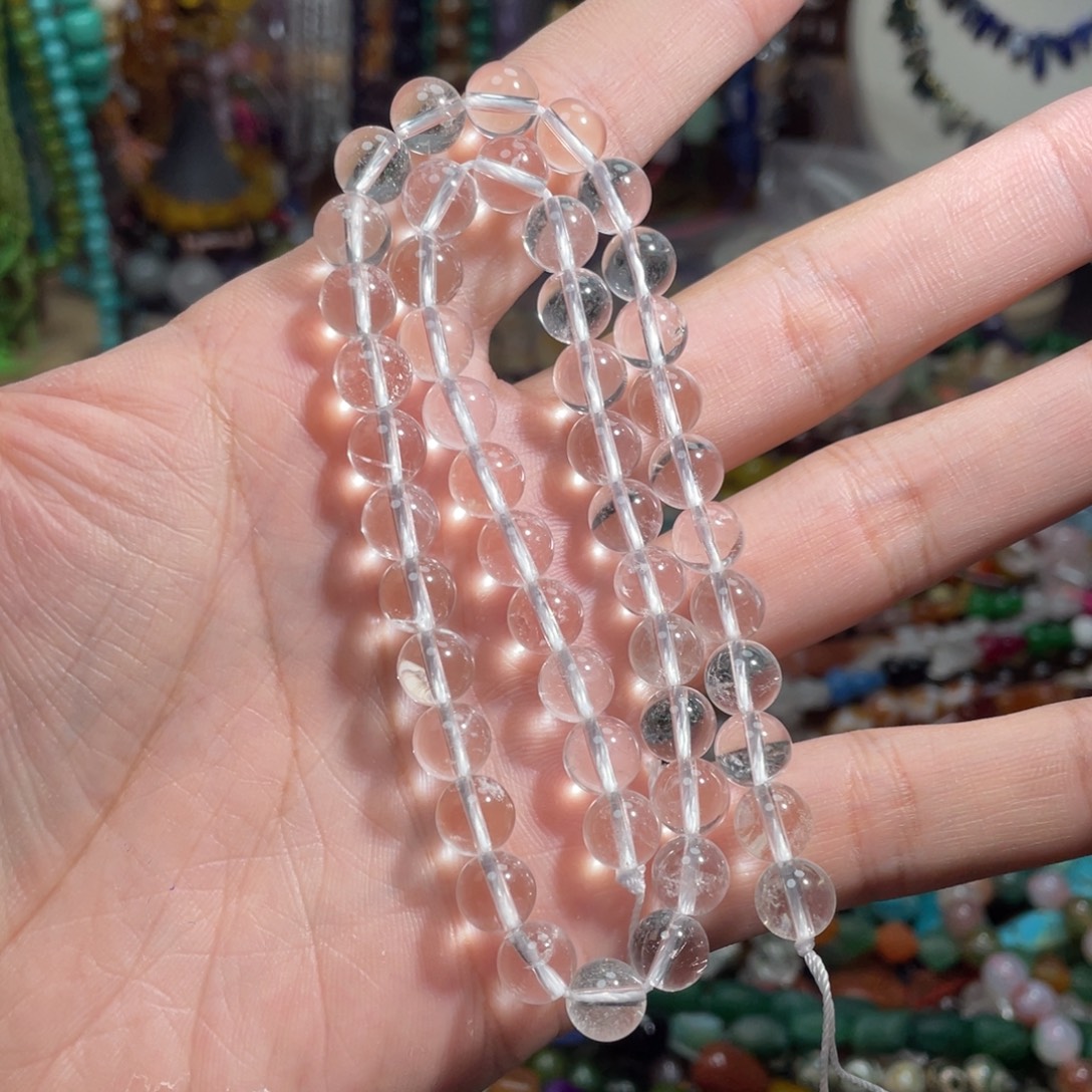 石英质玉，高透天然白水晶8mm，未镶嵌