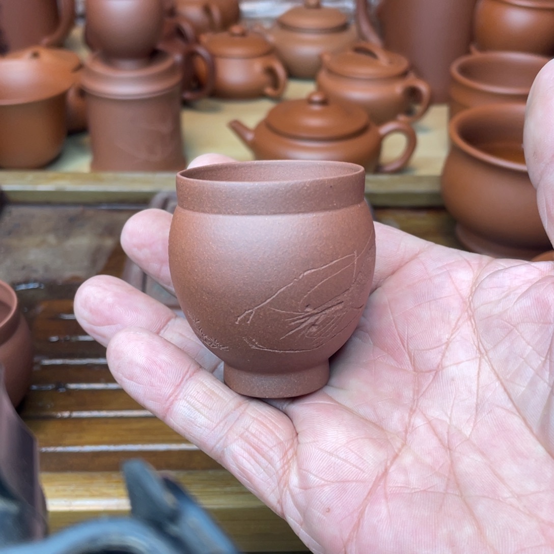 1***8紫砂茶壶原矿底槽青精工薄胎手刻