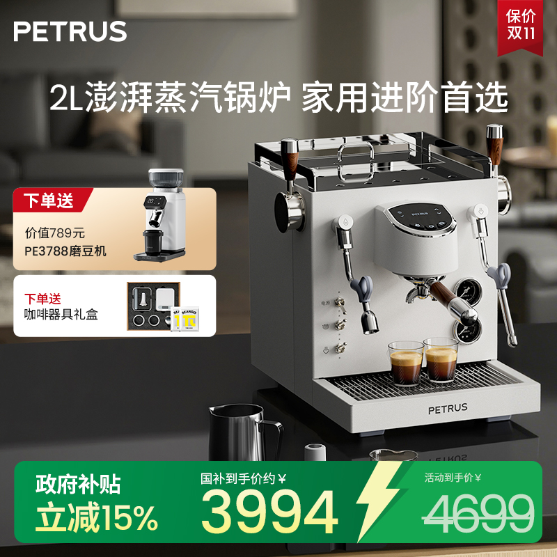 Petrus/柏翠3922极客玩咖家用意式咖啡机商用浓缩意式一体奶泡