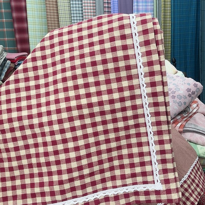 棉安格拉红花边枕套