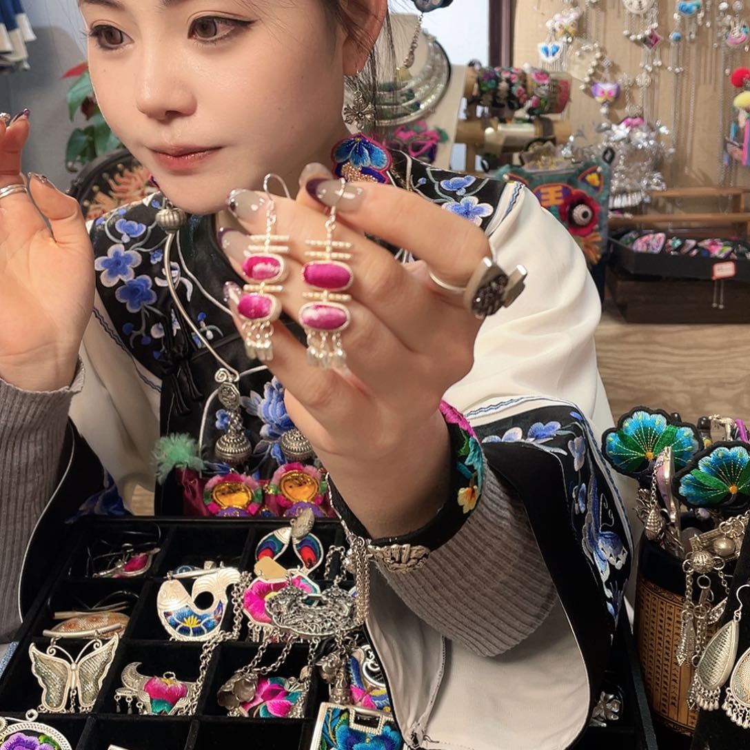 锆石纯铜合金耳环