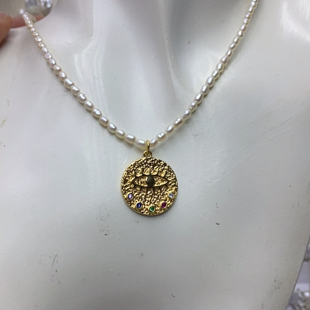 淡水珍珠银S925镶嵌颈饰