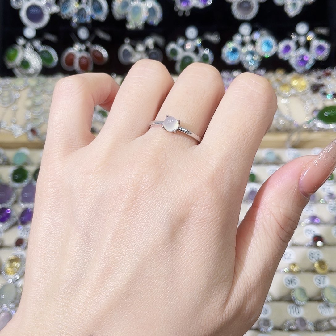 蛇纹石玉银S925镶嵌戒指