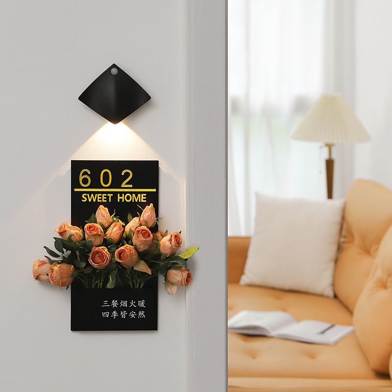 门牌定制家用门牌号码插花创意轻奢入户门挂牌亚克力欢迎回家