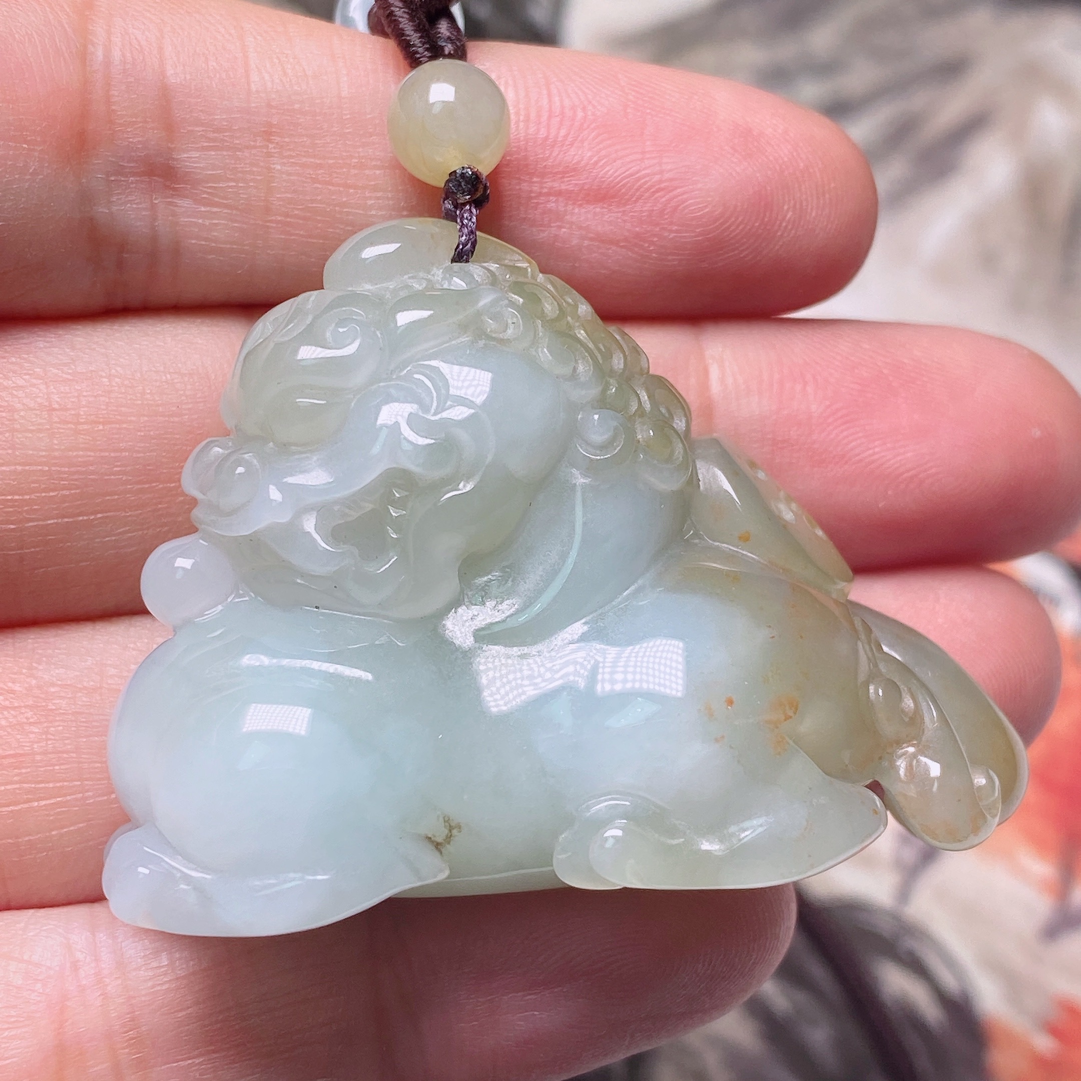 【晓荷】天然缅甸A货翡翠 瑞兽挂件把件摆件