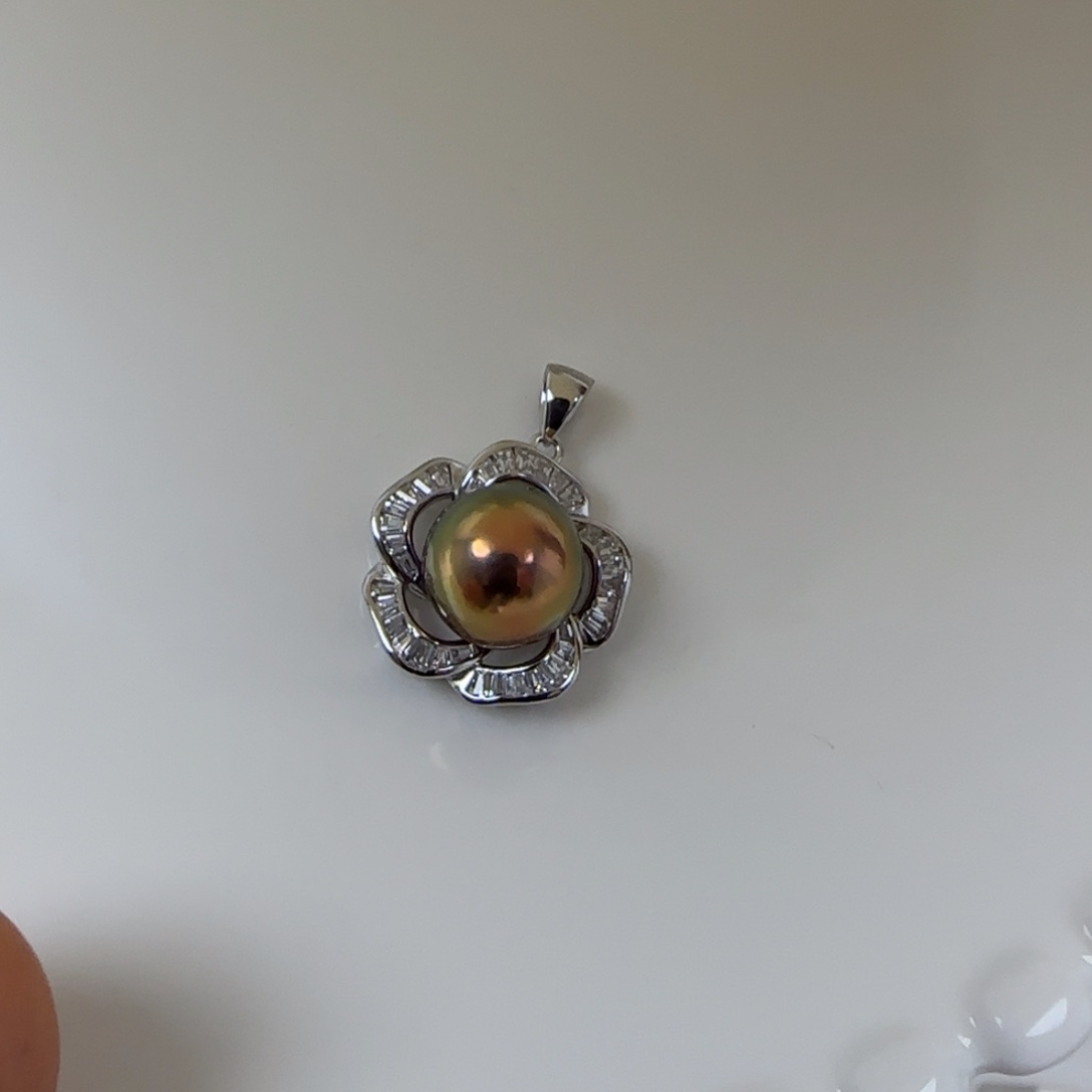 吊坠(不含链)淡水珍珠银S925镶嵌