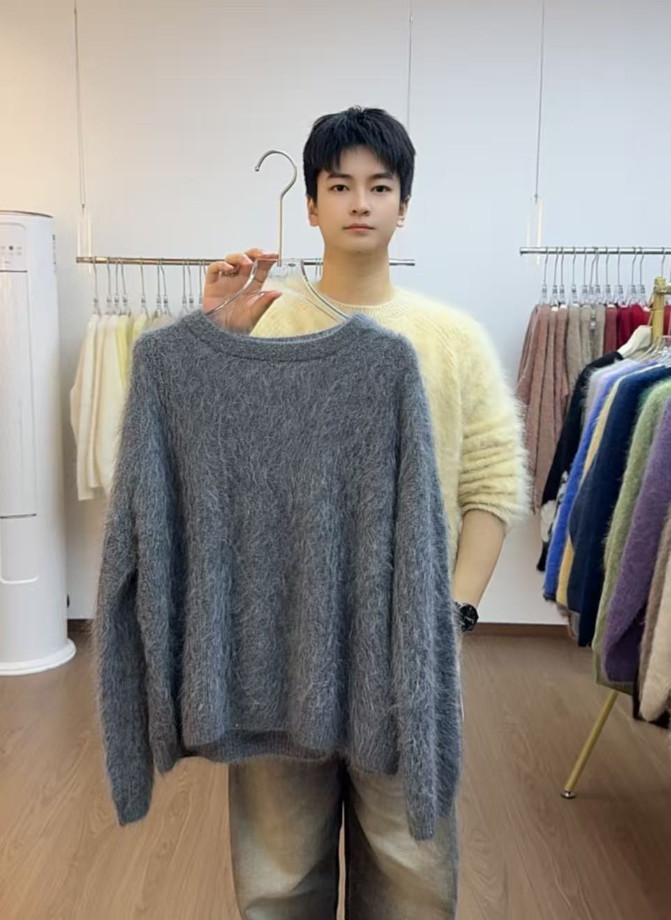 霓町山羊绒100%美拉德秋冬春回大地万物生系列加厚小暖炉圆领套衫