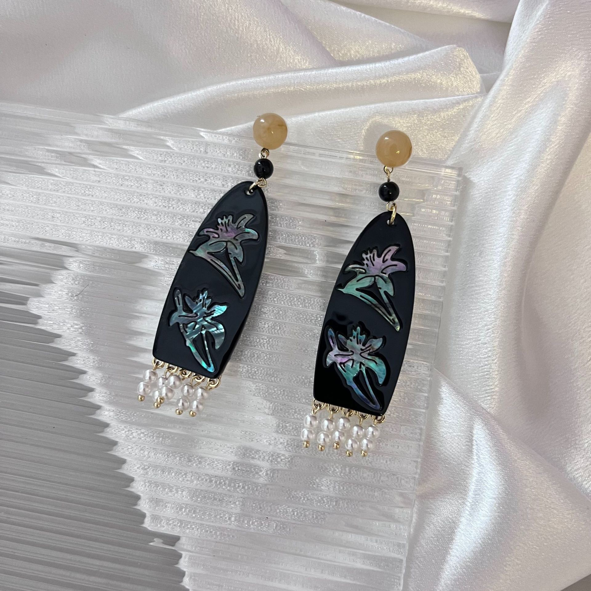 合金耳饰 新中式巴洛克流苏耳环