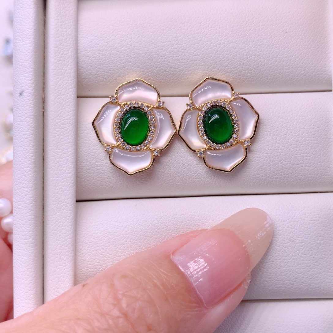 合金淡水珍珠耳饰