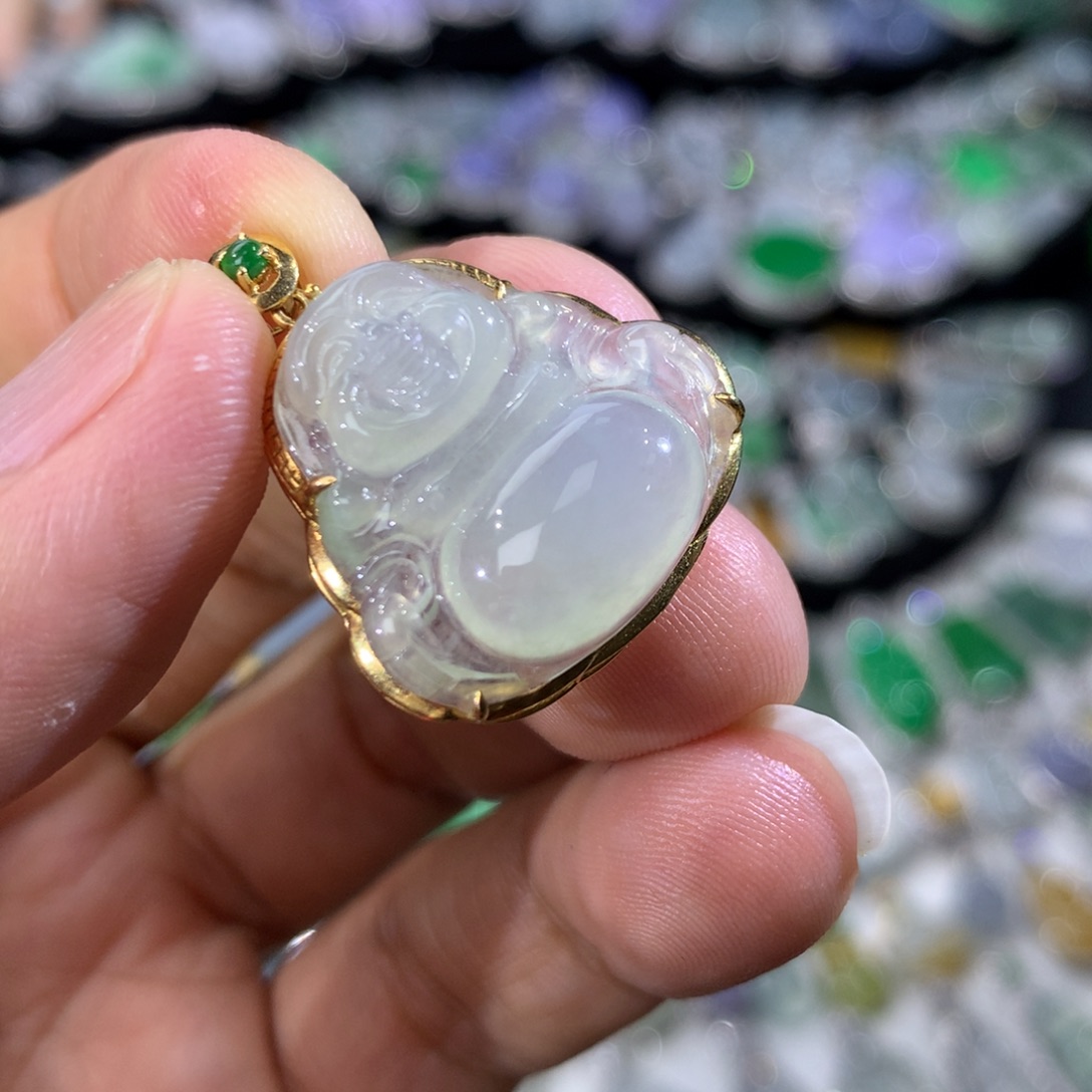 翡翠18K金镶嵌耳饰