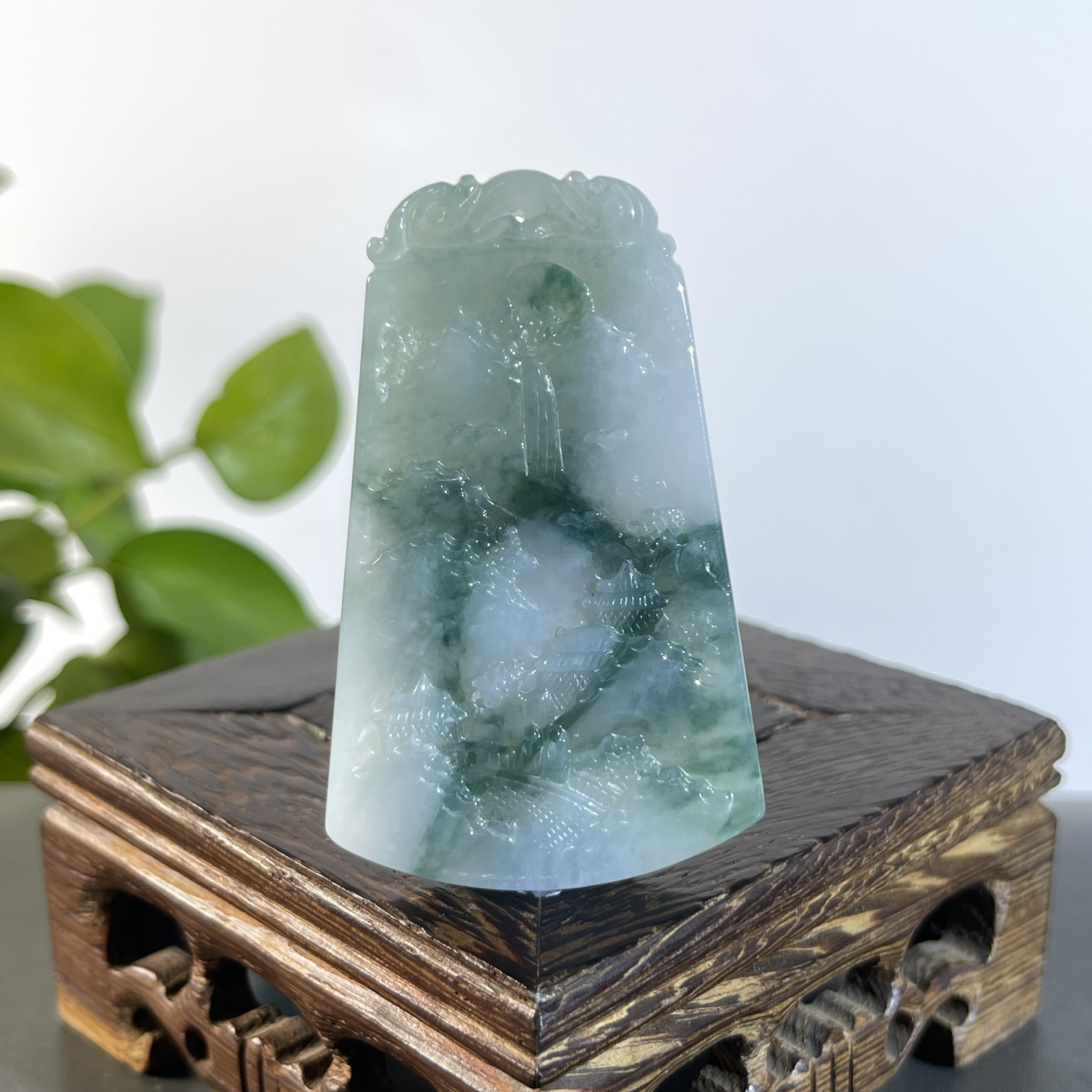 JSB02-73 天然缅甸A货翡翠  山水牌