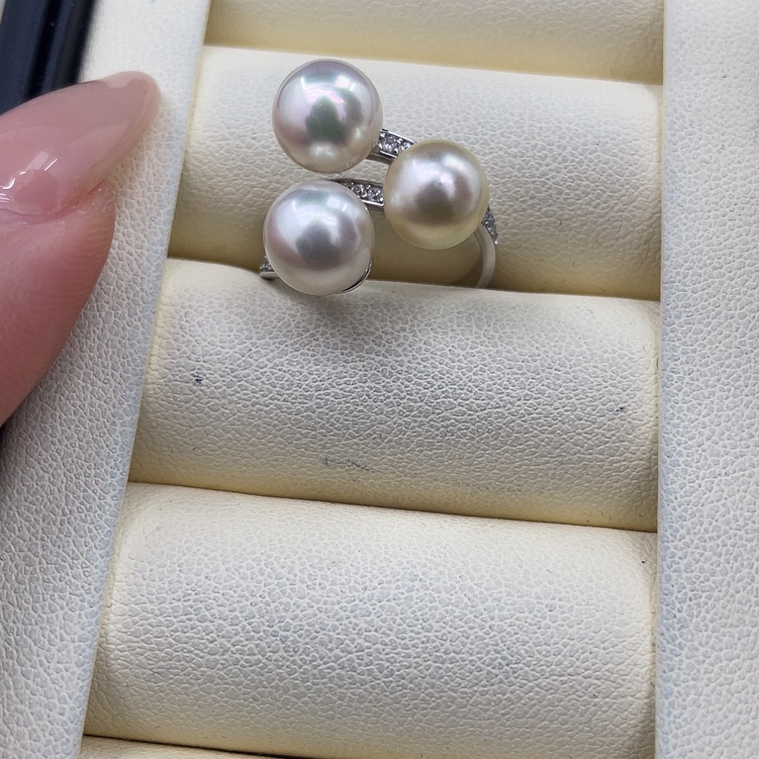 戒指银S925镶嵌海水珍珠