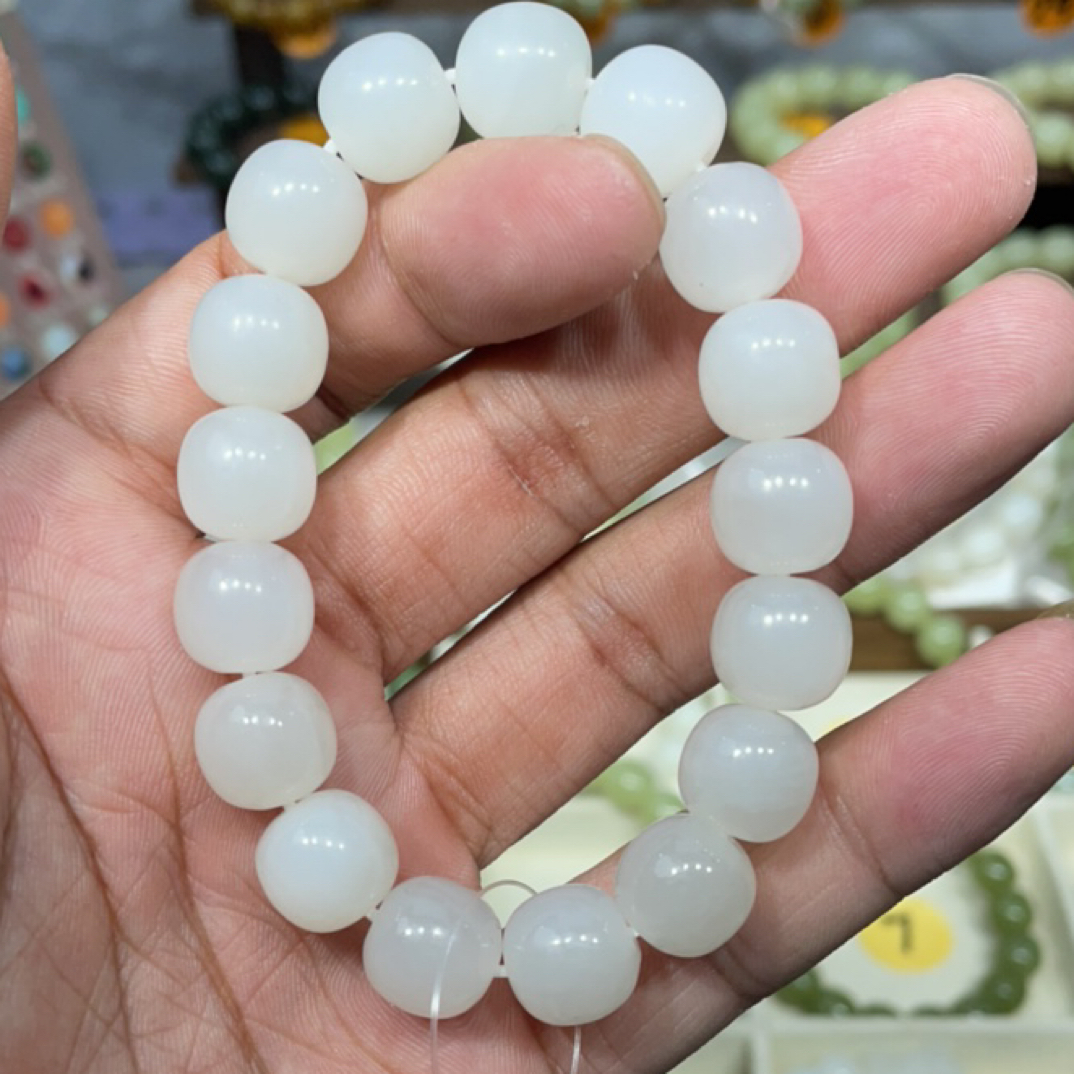 和田玉卡12山料白玉手串男女同款