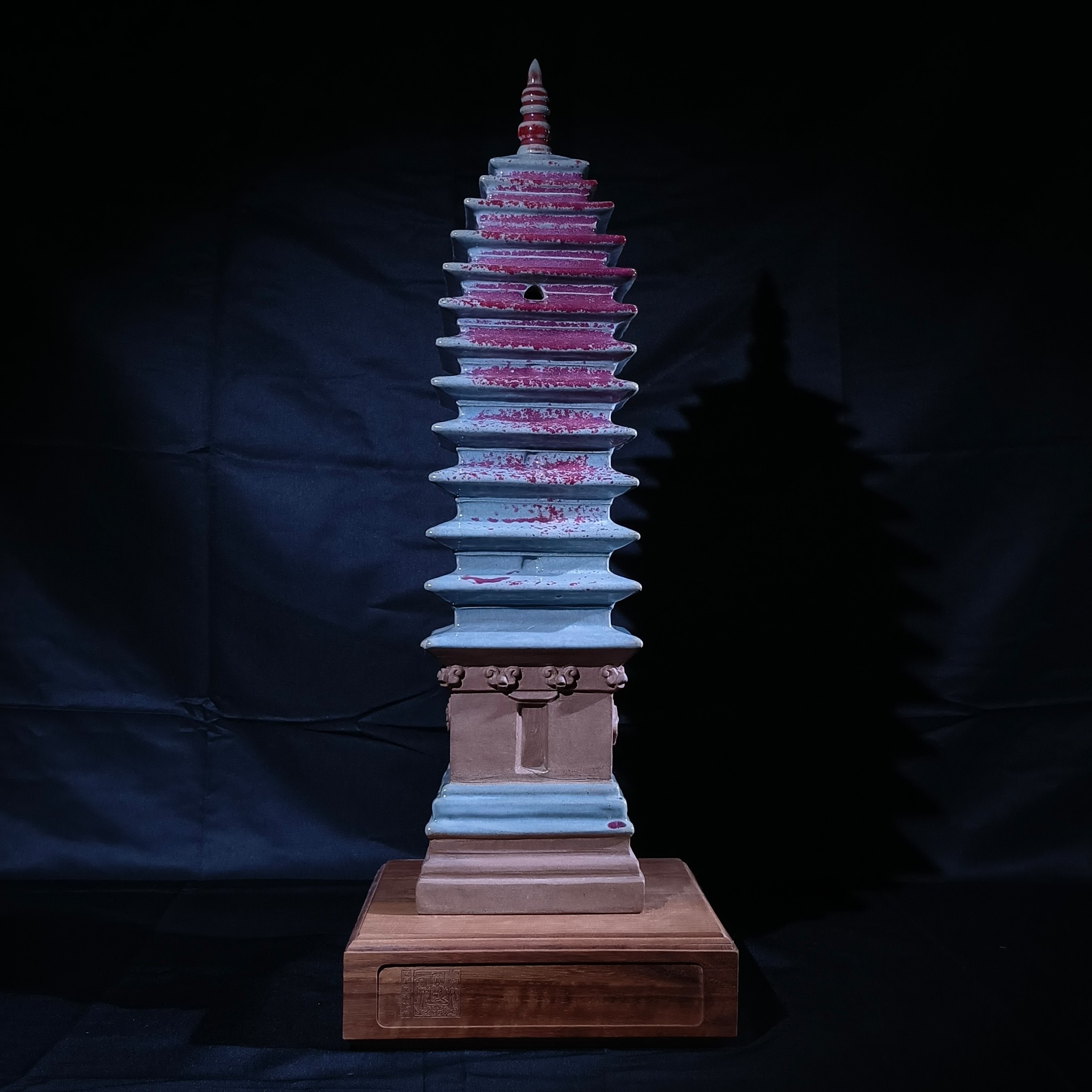 天然窑变中式钧瓷艺术品，齐云福塔创意工艺品室内文昌塔