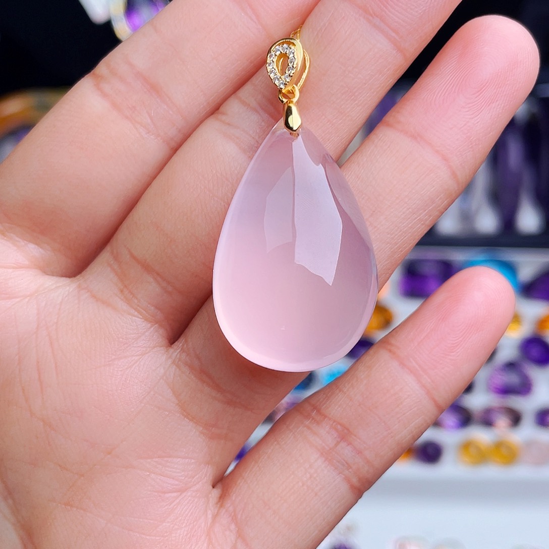 颈饰银S925镶嵌芙蓉石天然保真