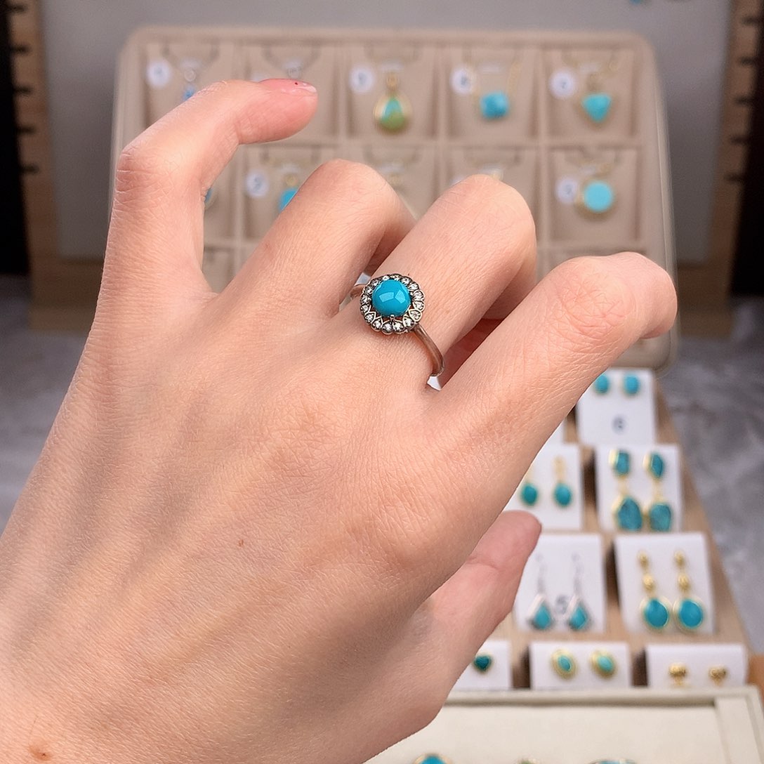 绿松石戒指银S925镶嵌