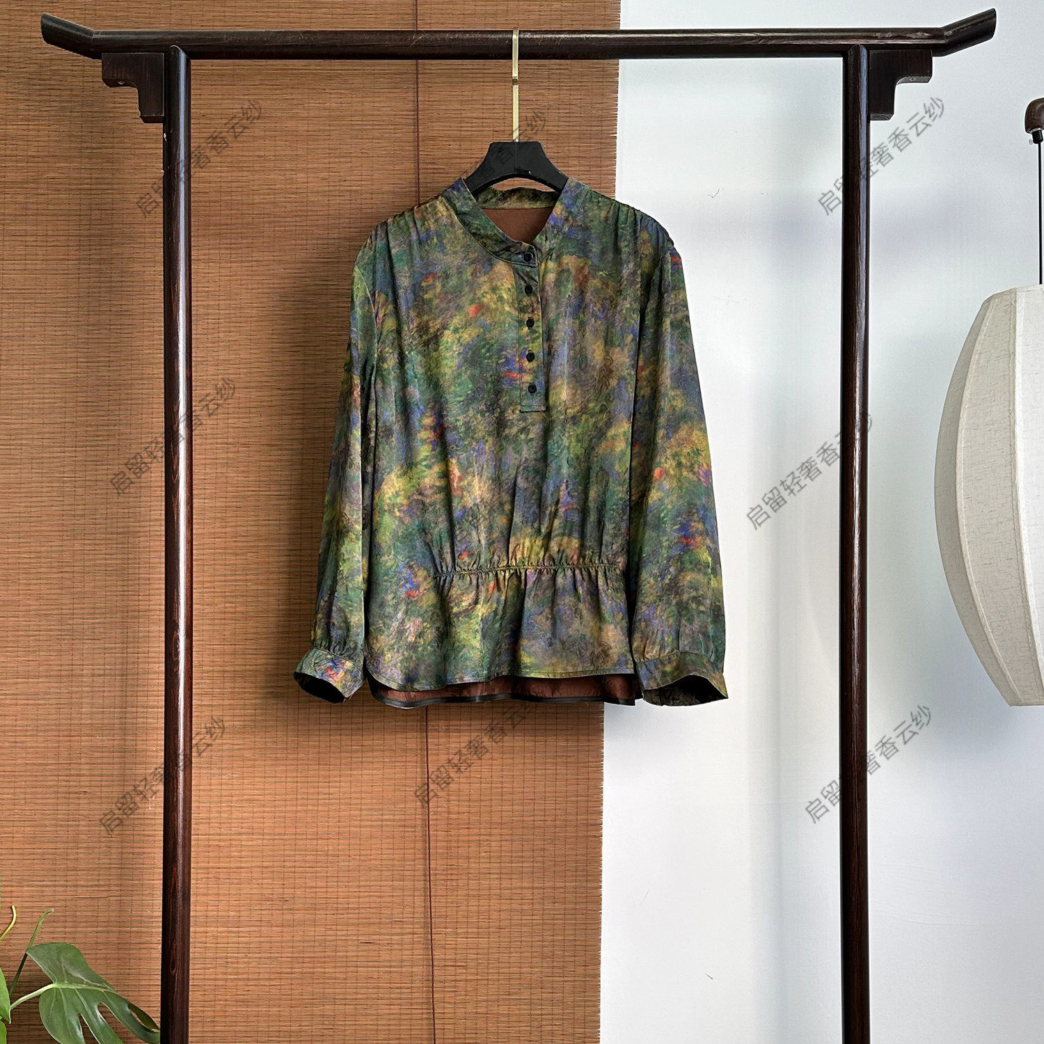 【255187】花影 新中式40姆米  提花收腰上衣