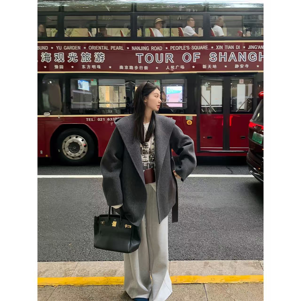 徐秋阳  自带腔调（100羊毛）百搭时尚设计感显瘦显白大衣LL8888