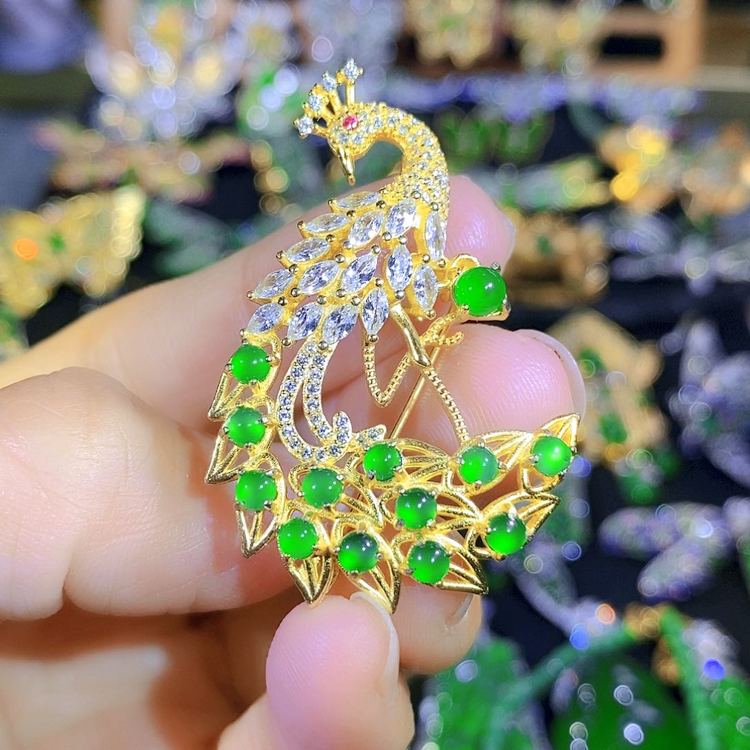 吊坠(不含链)银S925镶嵌翡翠