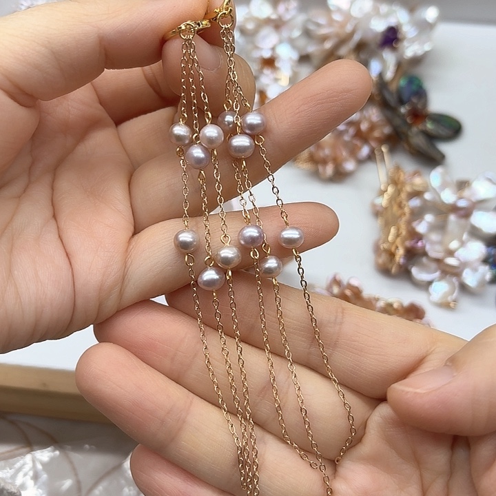 淡水珍珠发饰银S925镶嵌
