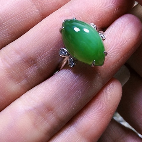 和田玉银S925镶嵌戒指