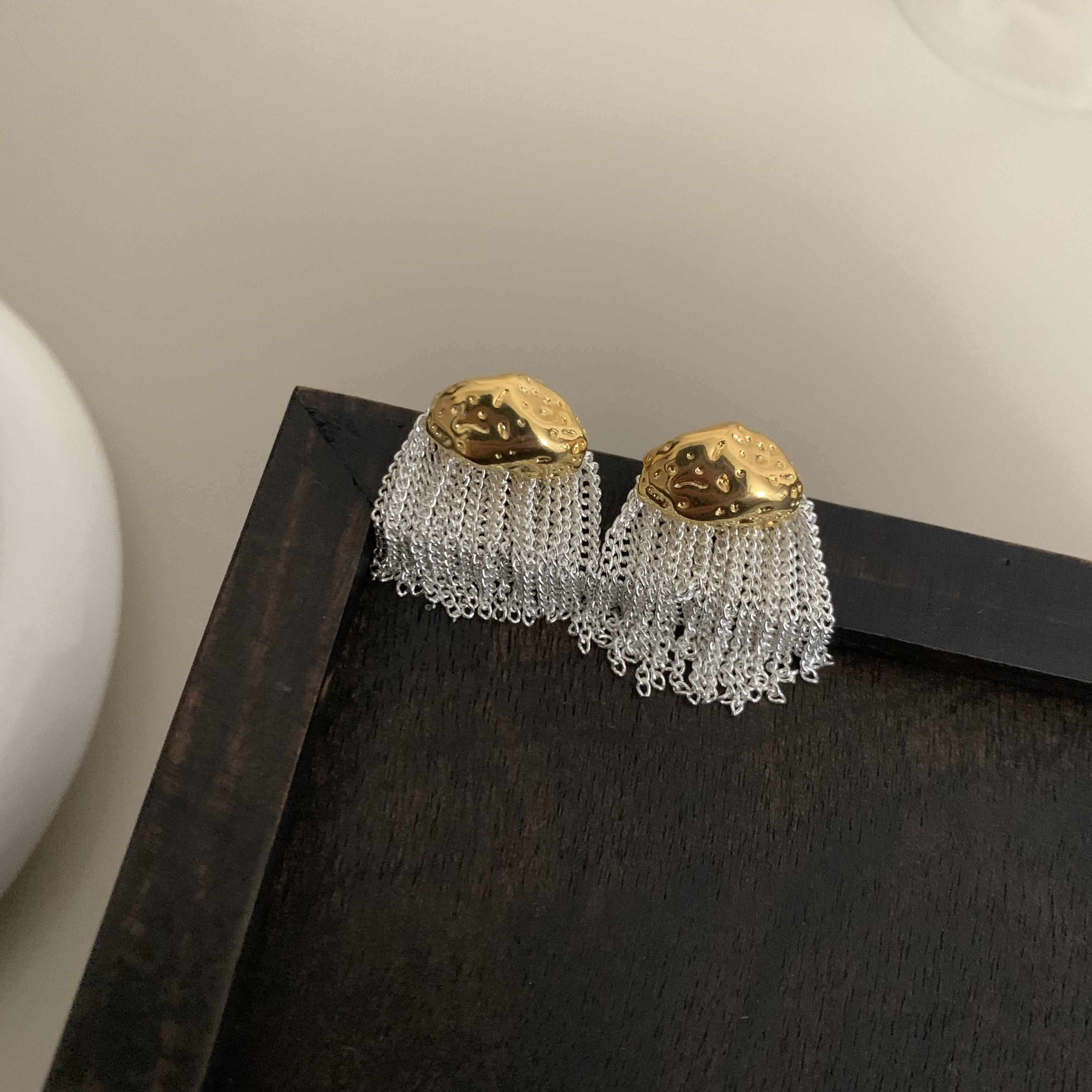 铜合金耳饰 拾来花【月魄流苏耳环】日韩设计感百搭时尚高级耳环