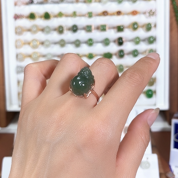 和田玉戒指银S925镶嵌