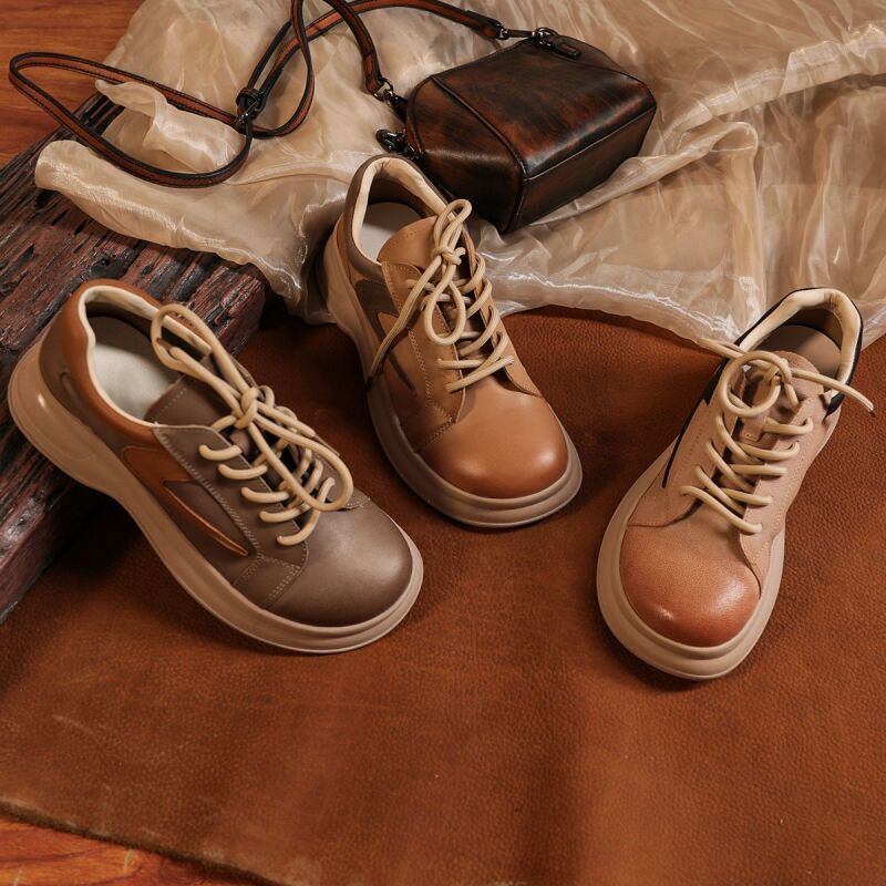 2025新款头层牛皮时尚百搭舒适休闲运动女士单鞋