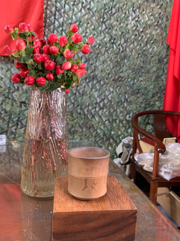 大直龙窑精品柴烧竹节杯