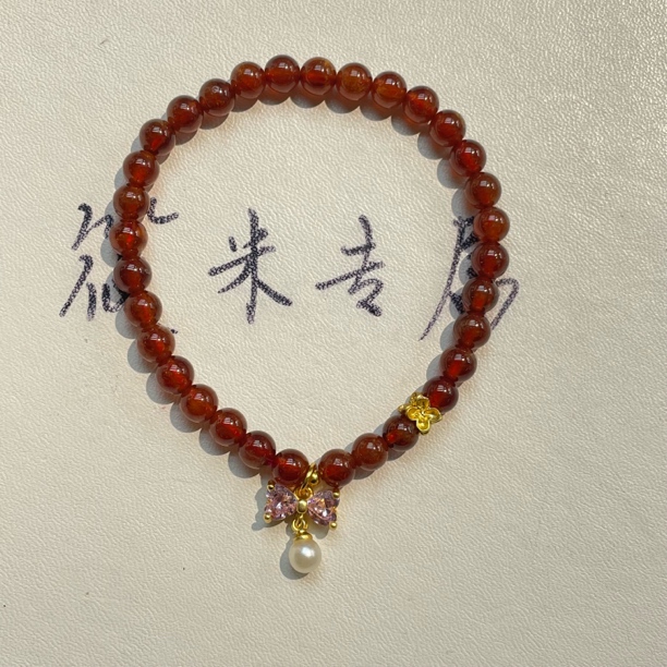 5mm蝴蝶结橙红石榴石手串k118 my