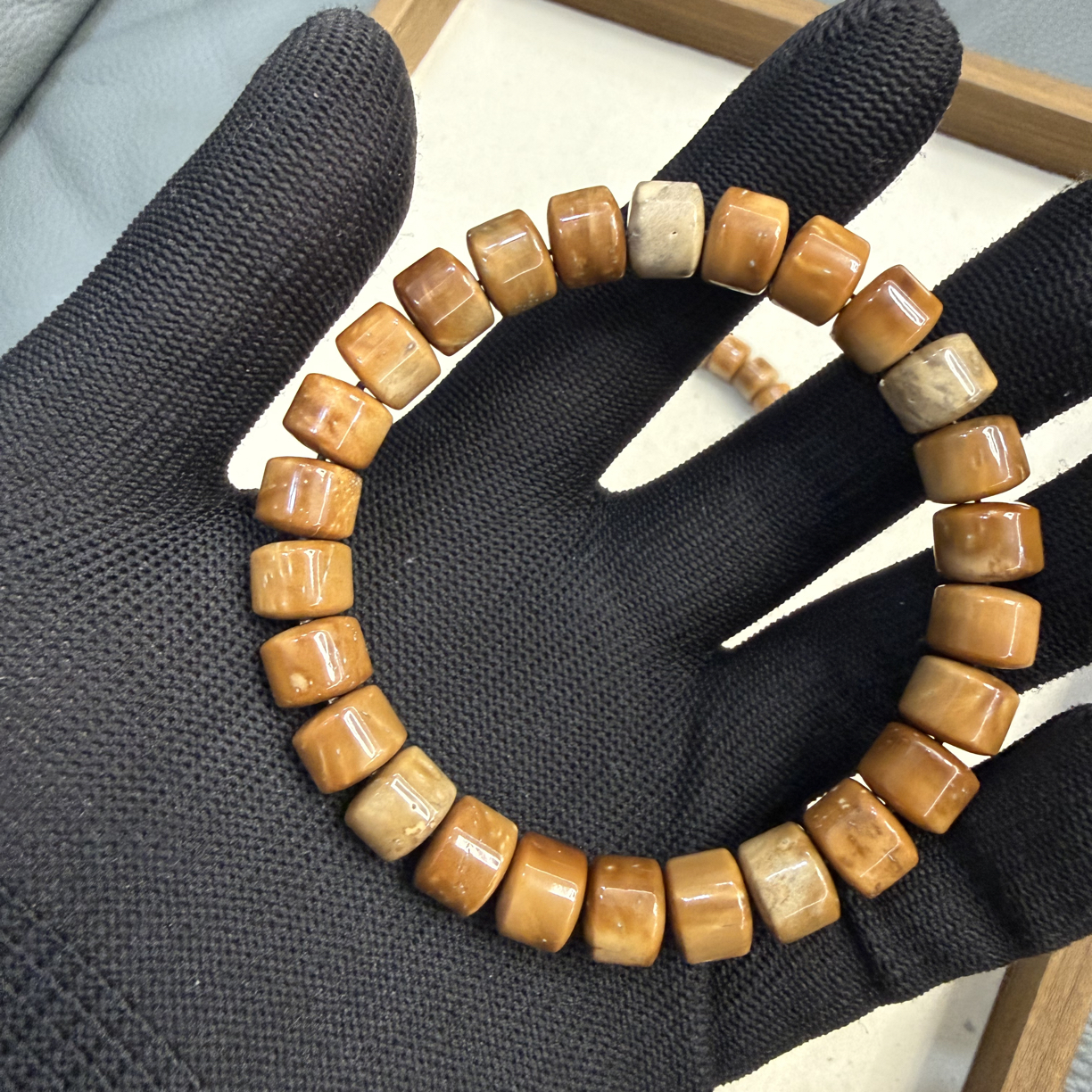 楼兰妖花·特级库克10*8mm药片珠单圈手捻手串高油高密