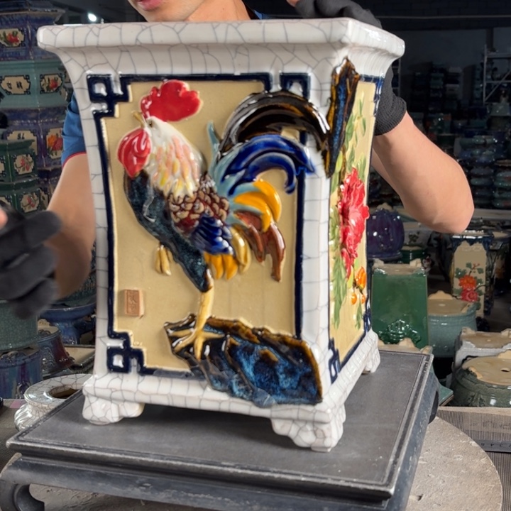 一风堂石湾花盆 内19*28修补痕迹微瑕