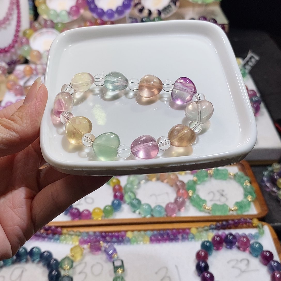 萤石手链未镶嵌爱心