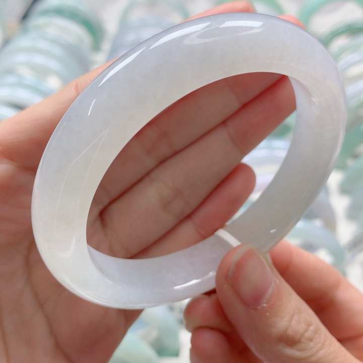 翡翠手镯未镶嵌毕业款冰白月光起光起胶零毛孔57