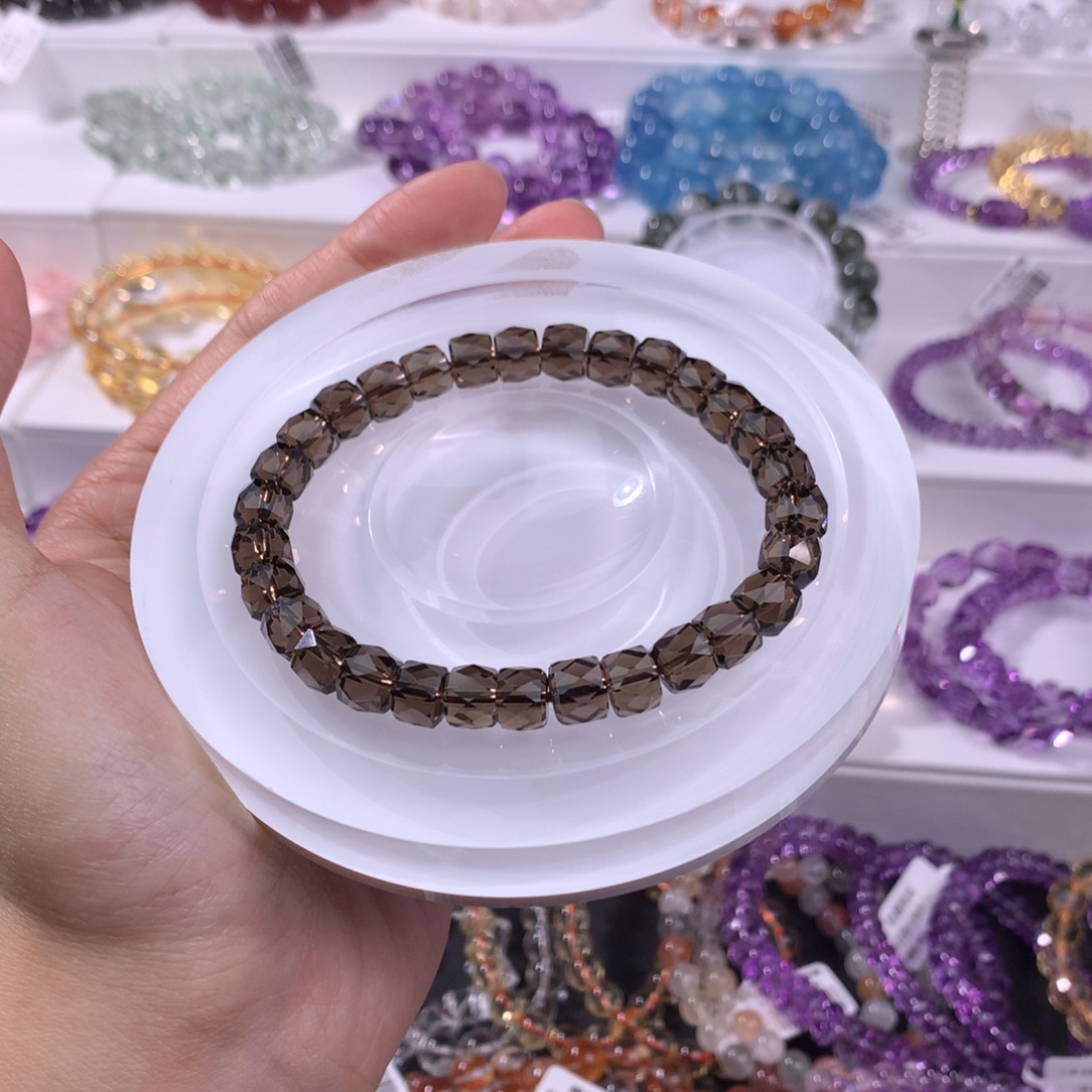 未镶嵌手链水晶高品净体茶晶钻切8mm
