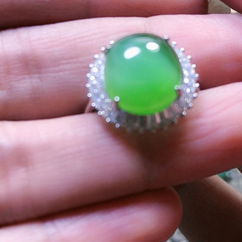 和田玉戒指银S925镶嵌