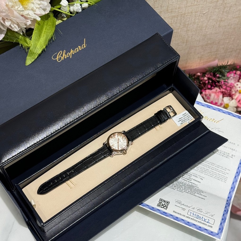 99新 Chopard/萧邦 快乐钻石系列女士自动机械手表30mm 