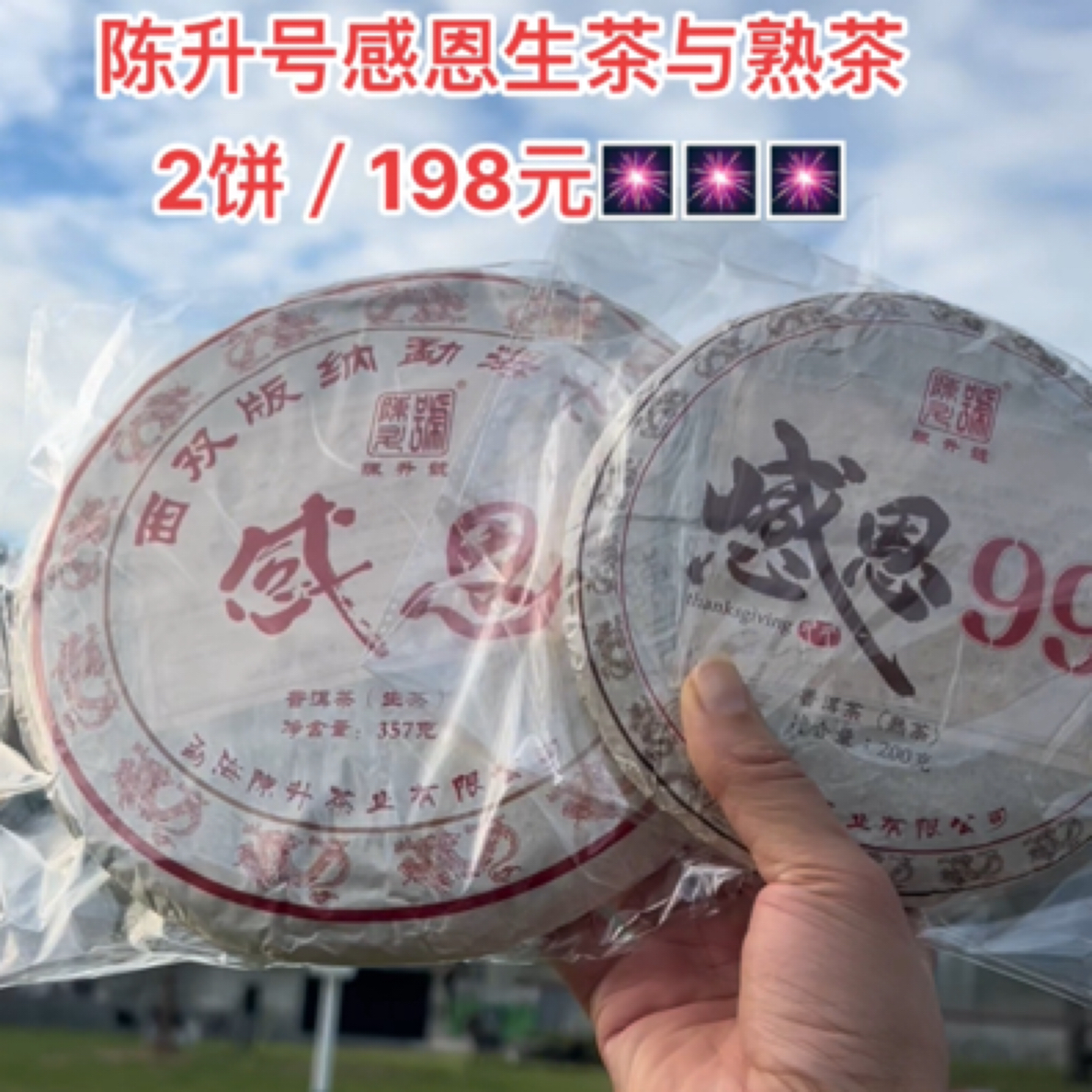 2024年陈升号感恩生茶➕熟茶（2饼组合装）陈升号专业茶仓，正品保证