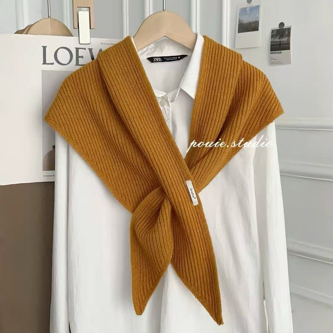 出口单高品质澳洲三角交叉披肩女秋冬新款保暖护颈小围巾