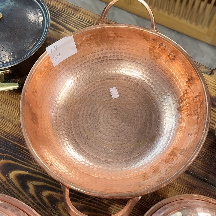 紫铜手工制作双耳锅27.5口径