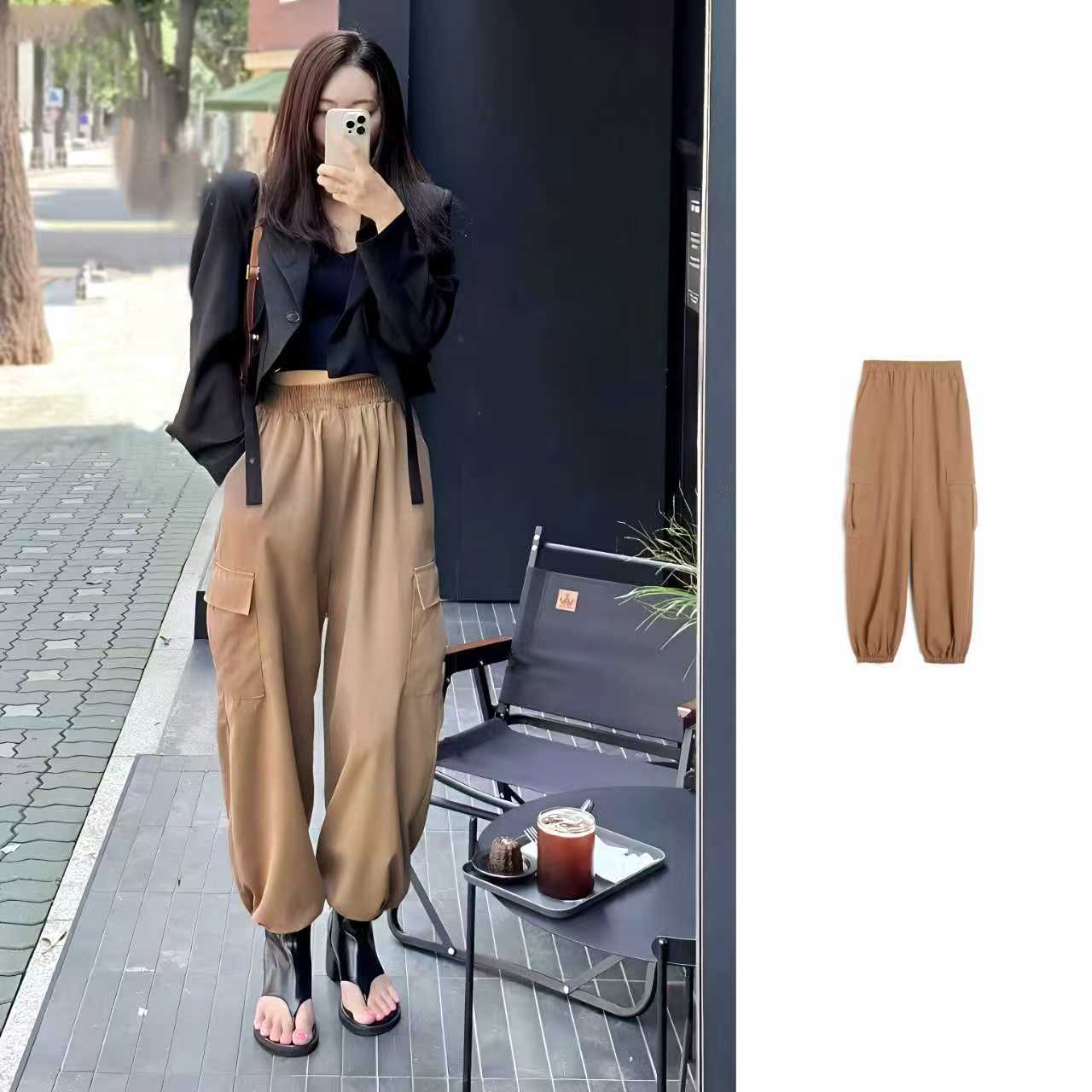 未使用 MaxMara 国现 时尚休闲松紧腰工装阔腿裤 KZ0138