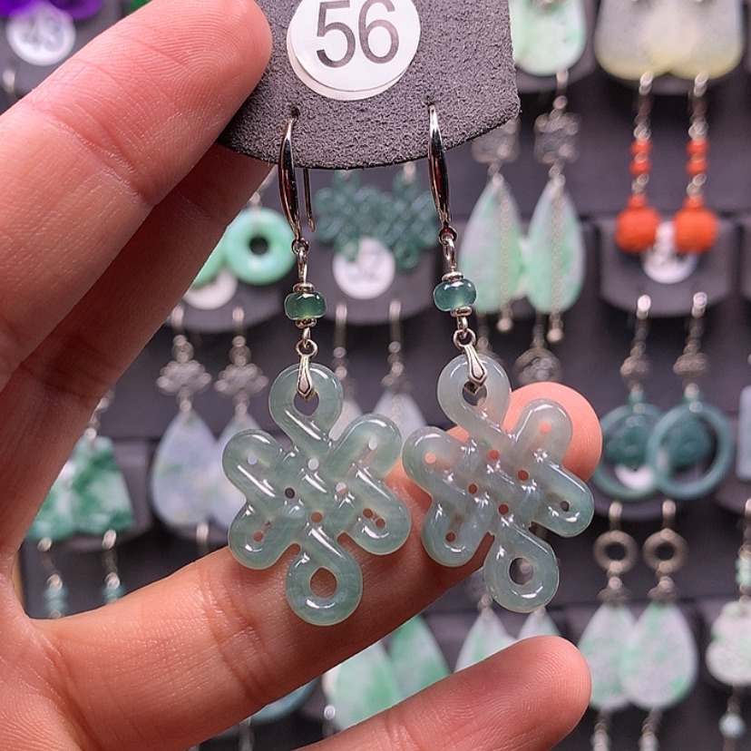 【闪购商品】翡翠耳饰银S925镶嵌满意