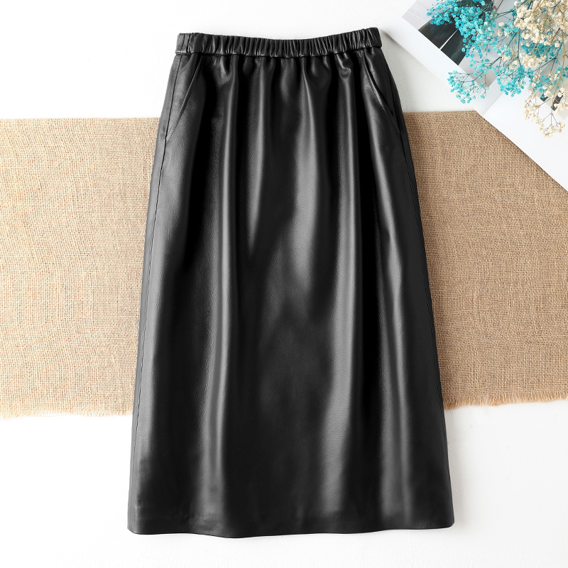 真皮裙半身裙女100%头层绵羊皮2025新款秋冬高腰包臀显瘦中长款