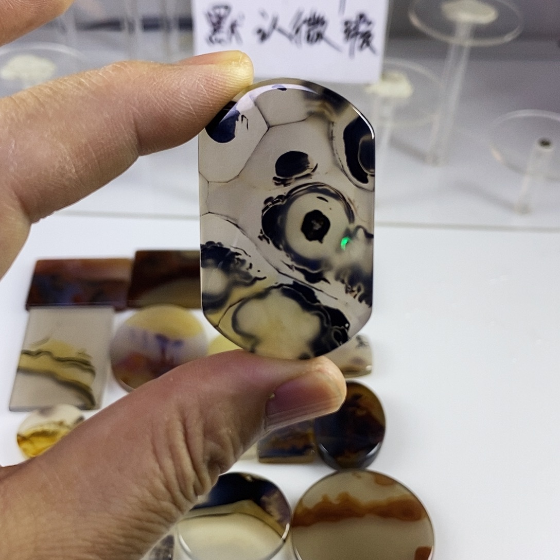 合成碳硅石非金属时尚图纹画面石饰品