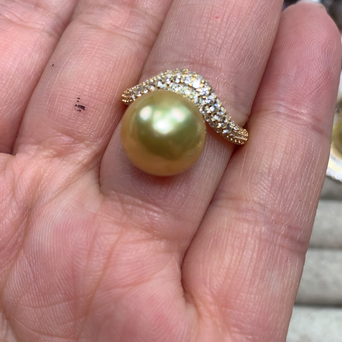 海水珍珠戒指银S925镶嵌