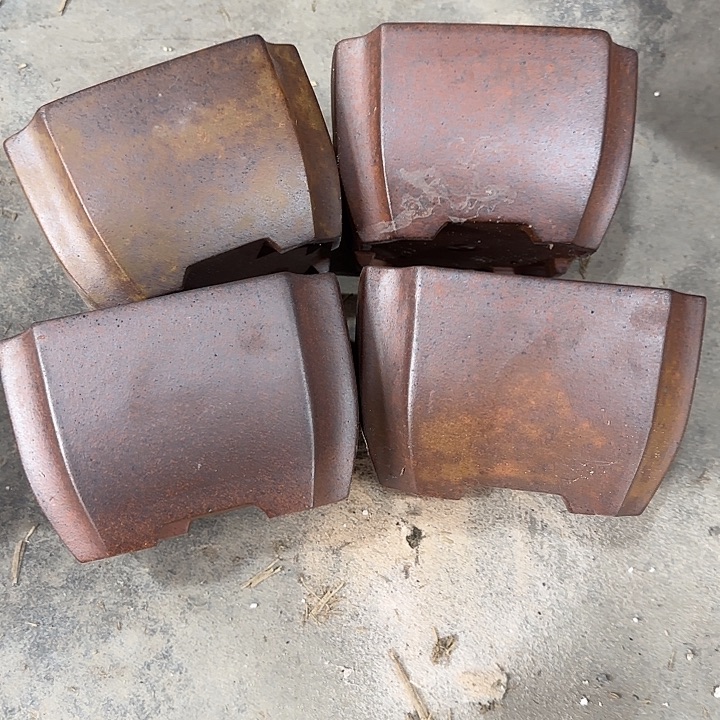 18×12四只手工柴烧方盆    