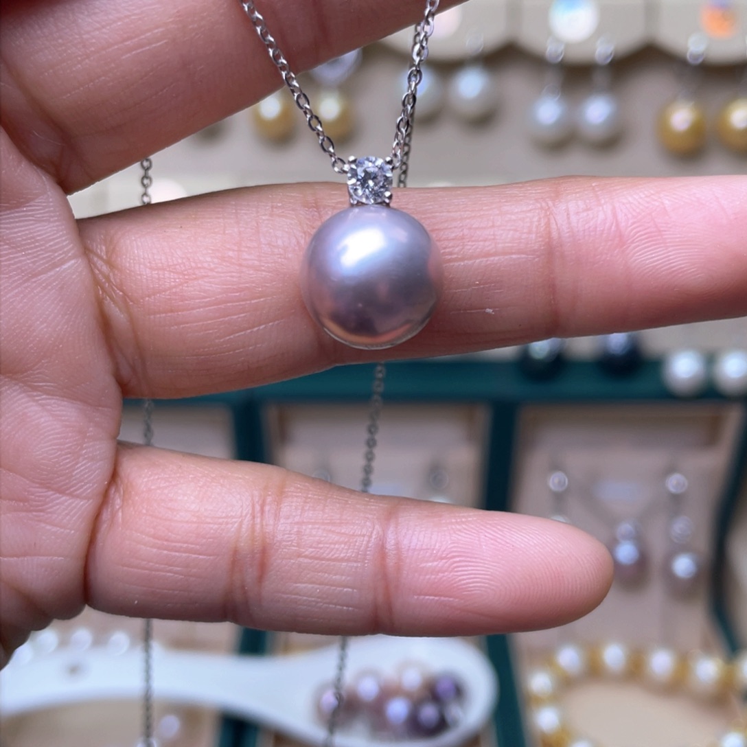 淡水珍珠吊坠银S925镶嵌
