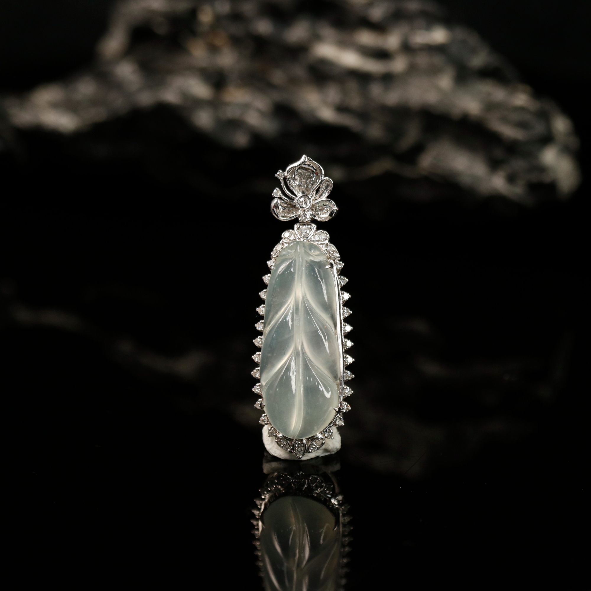 7天然缅甸翡翠A货18k金冰叶子吊坠/000402/上海嘉禾拍卖