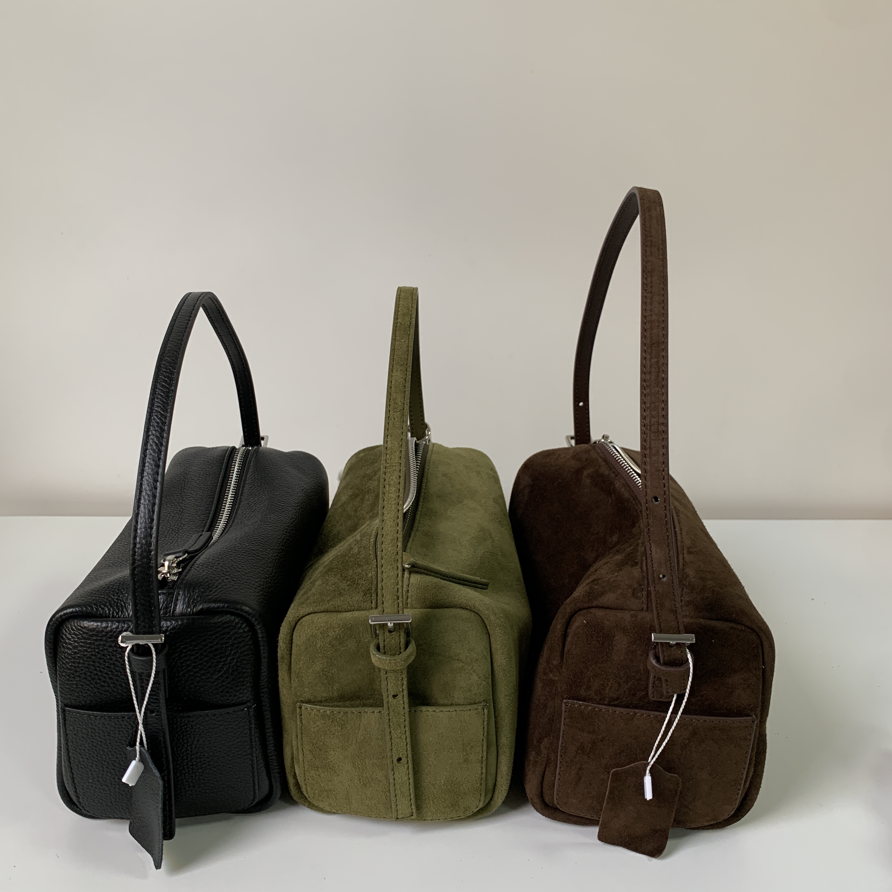 吐司包 抹茶绿 栗子咖 极简风格 羊京绒 牛皮